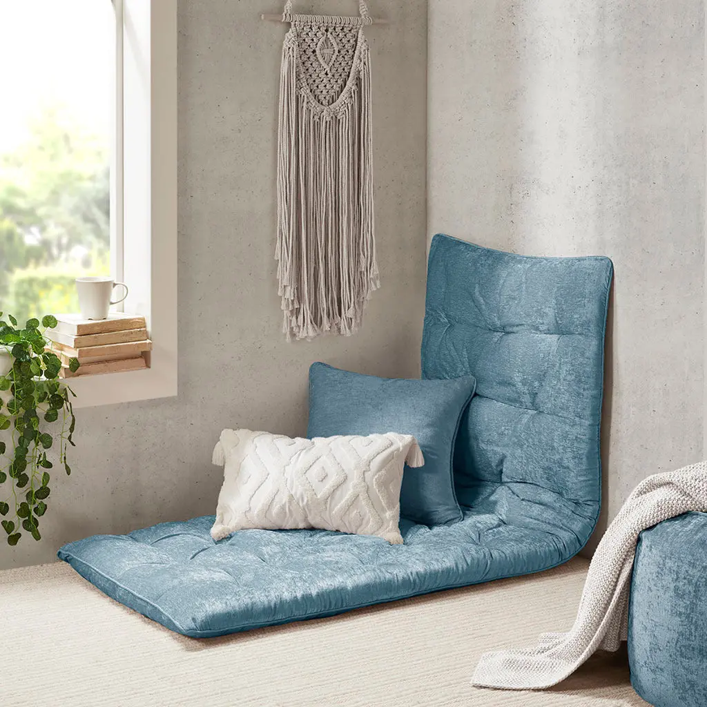 Poly Chenille Lounge Floor Pillow Cushion Aqua Polyester Floor Seat jla