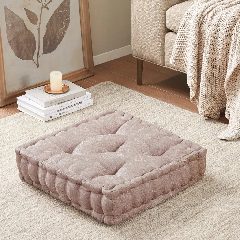 Poly Chenille Square Floor Pillow Cushion Blush Polyester jla