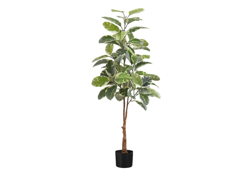 52 Inch Tall Artificial Rubber Tree Indoor Faux Fake Floor Plant Green 8th street living