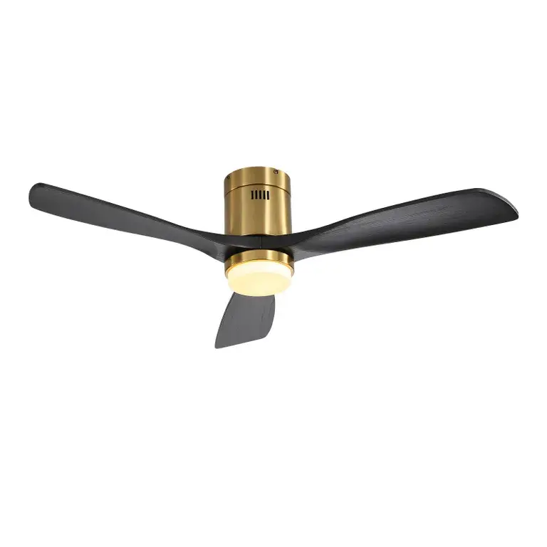 52 Inch Flush Mount Ceiling Fan 3 Solid Timber Blades Remote Control