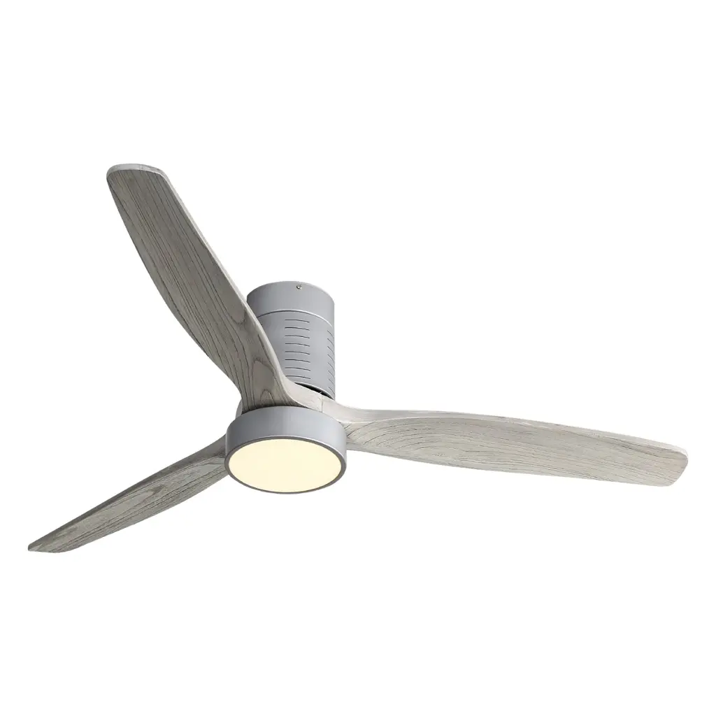 52 Inch Indoor Flush Mount Ceiling Fan 3 Solid Wood Blades Remote Control