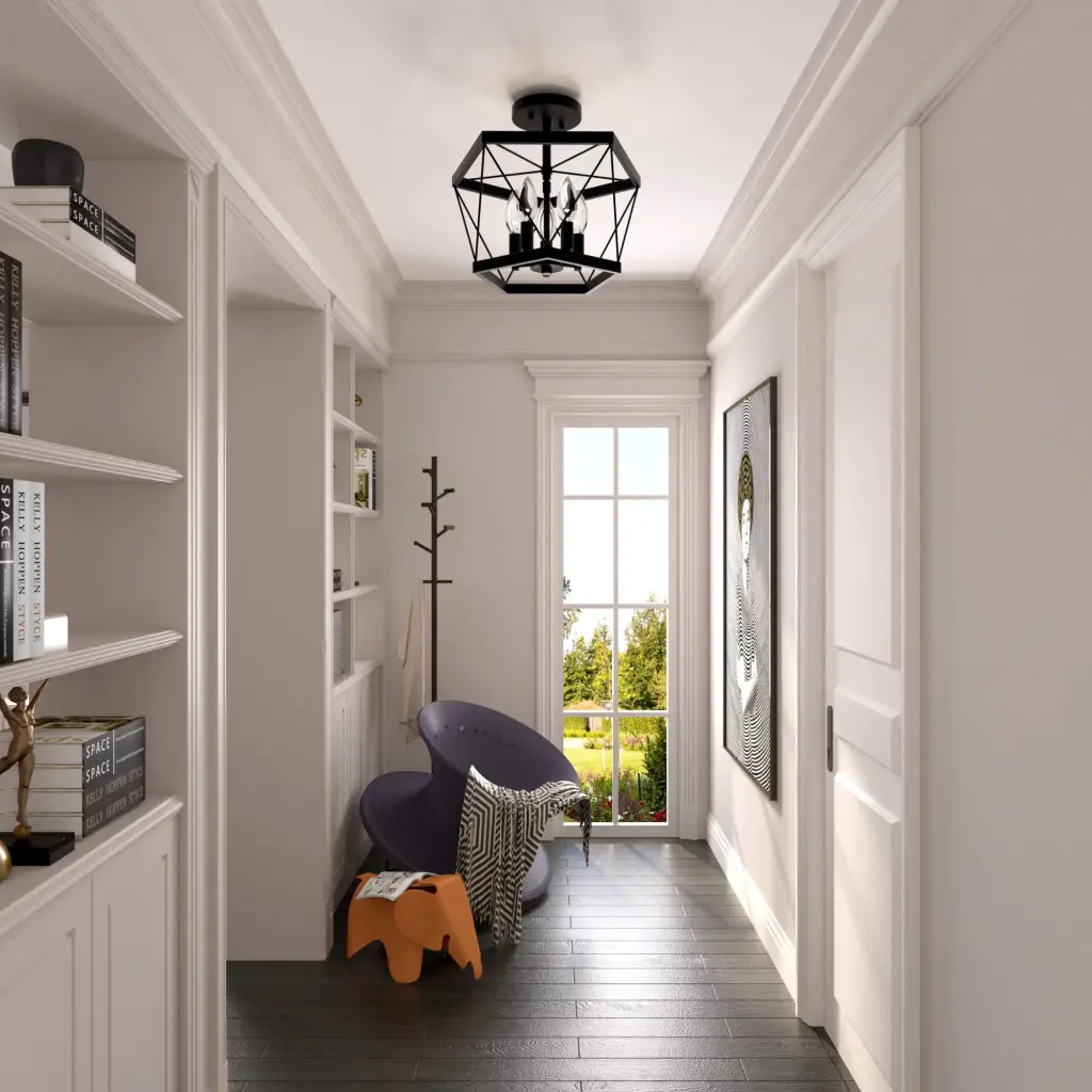 5 Light Living Room Alloy Metal Dimmable Cage Semi Flush Mount UL Certified acroma