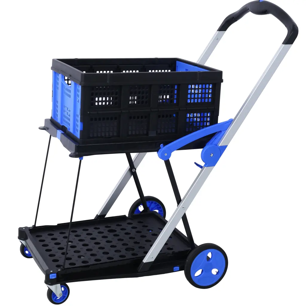Foldable Utility Shopping Basket Multi Use Practical Foldable Shopping Cart g-h