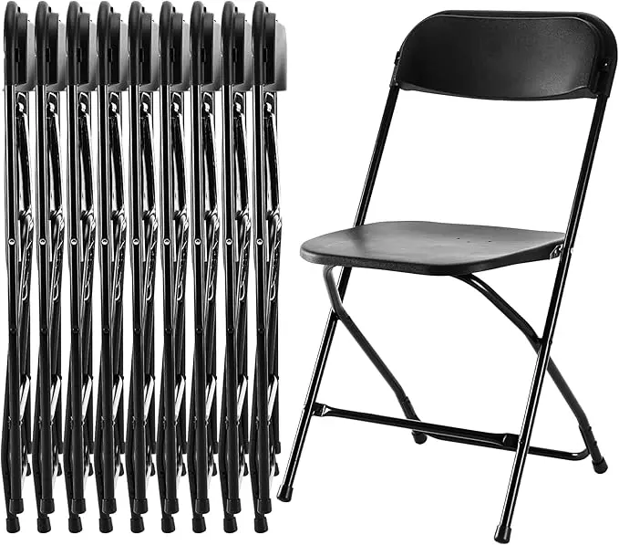10 Pcs Folding Chair Plastic Foldable Stackable Travel-friendly Seats Metal Frame w1134dhs