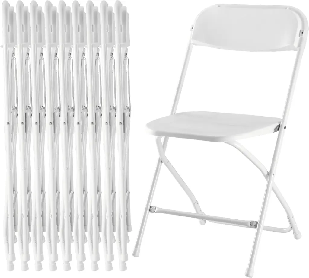 10 Pcs Folding Chair Polymer Collapsible Stackable Travel Friendly Seat Metal Frame w1134dhs
