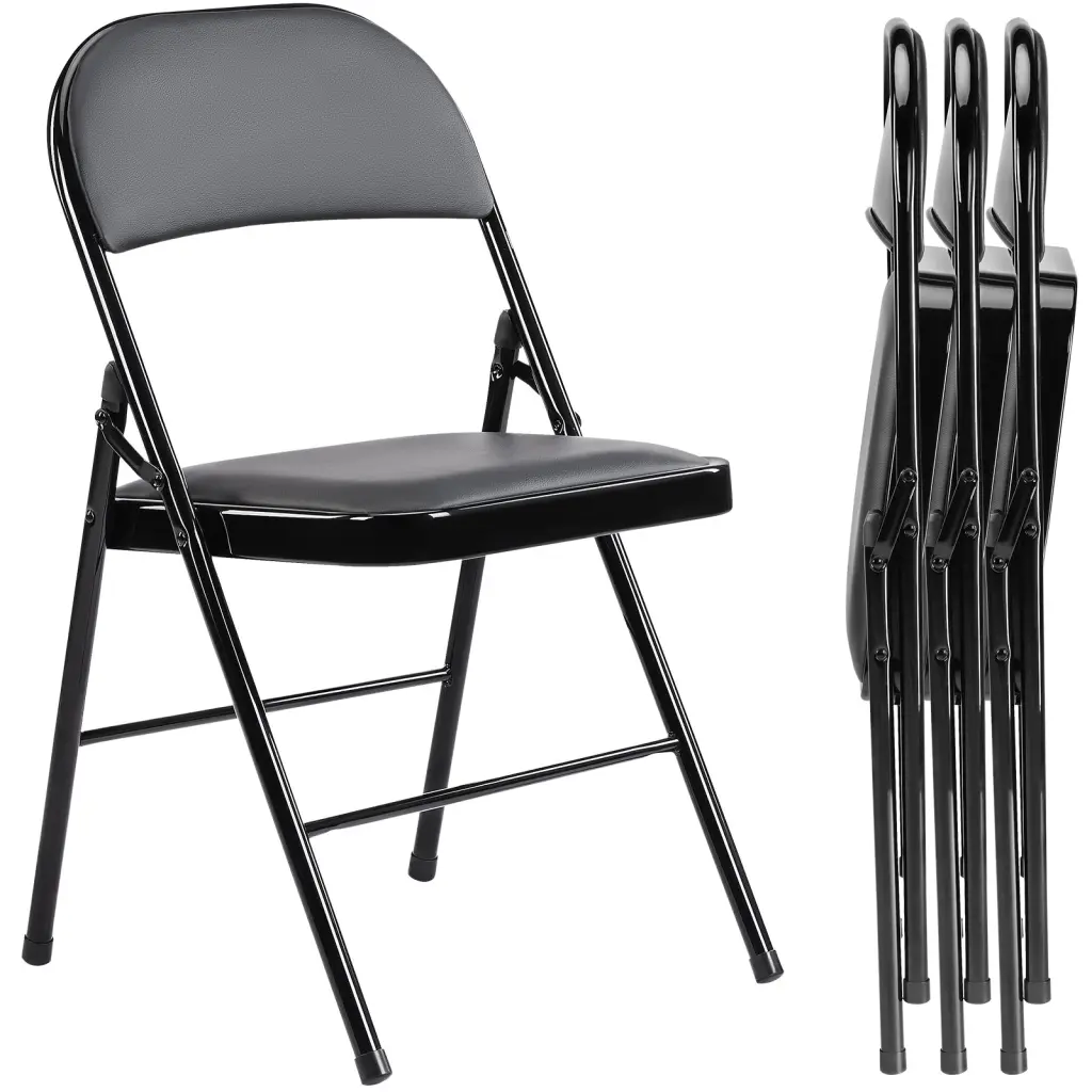 2 Pack Hide Padded Folding Chairs Sturdy Metallic Frame w2201