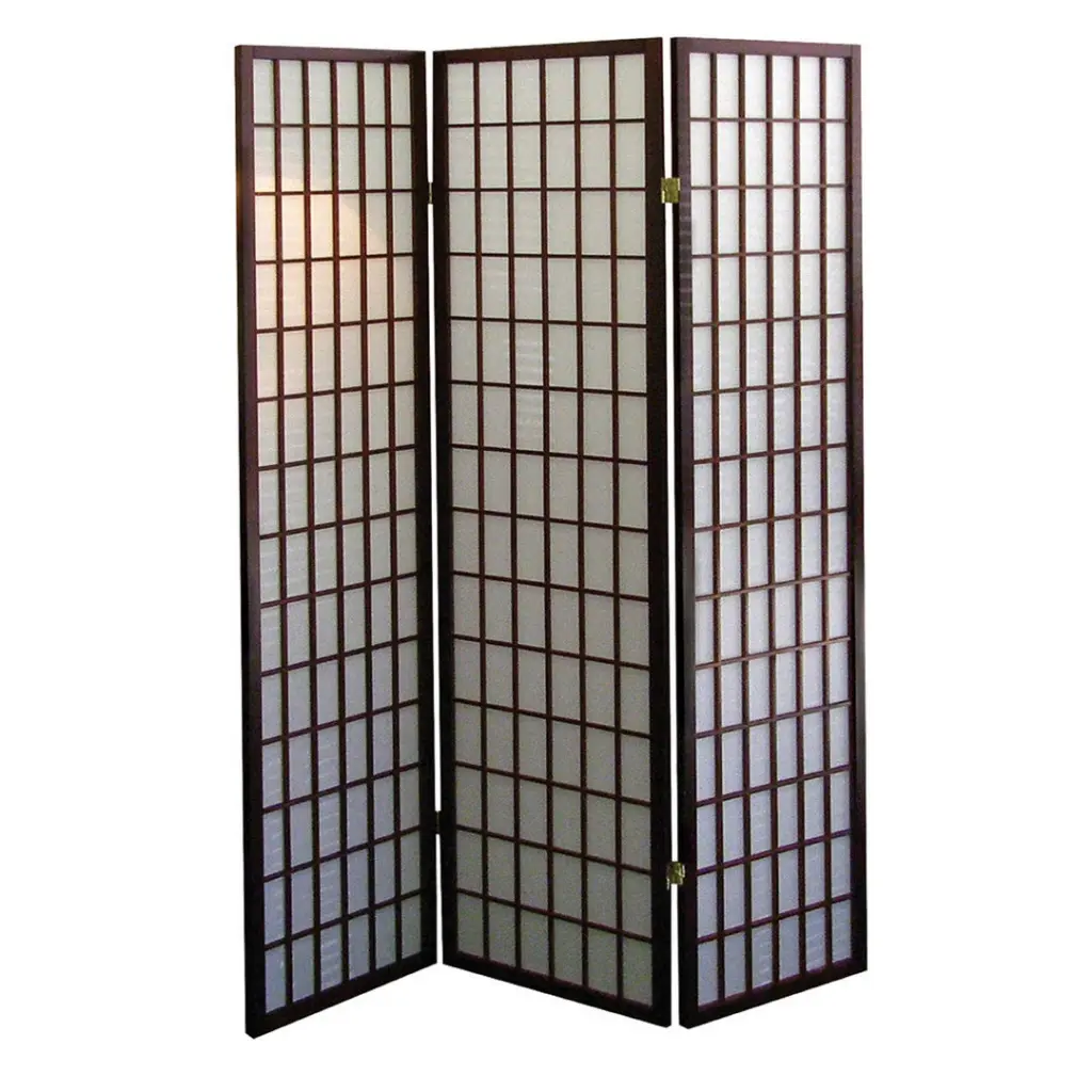 70 Inch Tall 3 Panel Japanese Style Room Divider Screen Cherry Finish california home