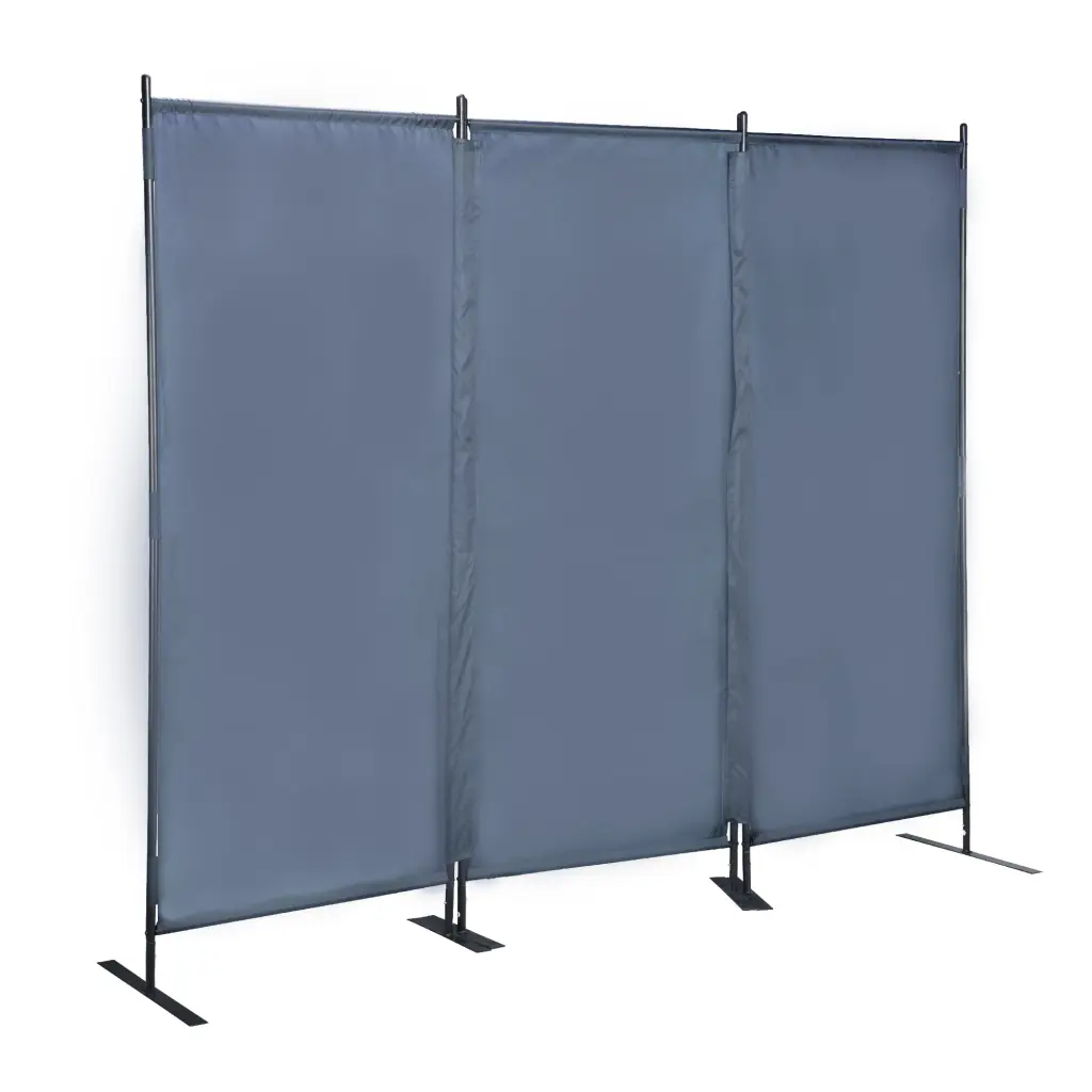 6 Ft Modern Room Divider 3 Panel Folding Privacy Screen Metallic Stand w2181