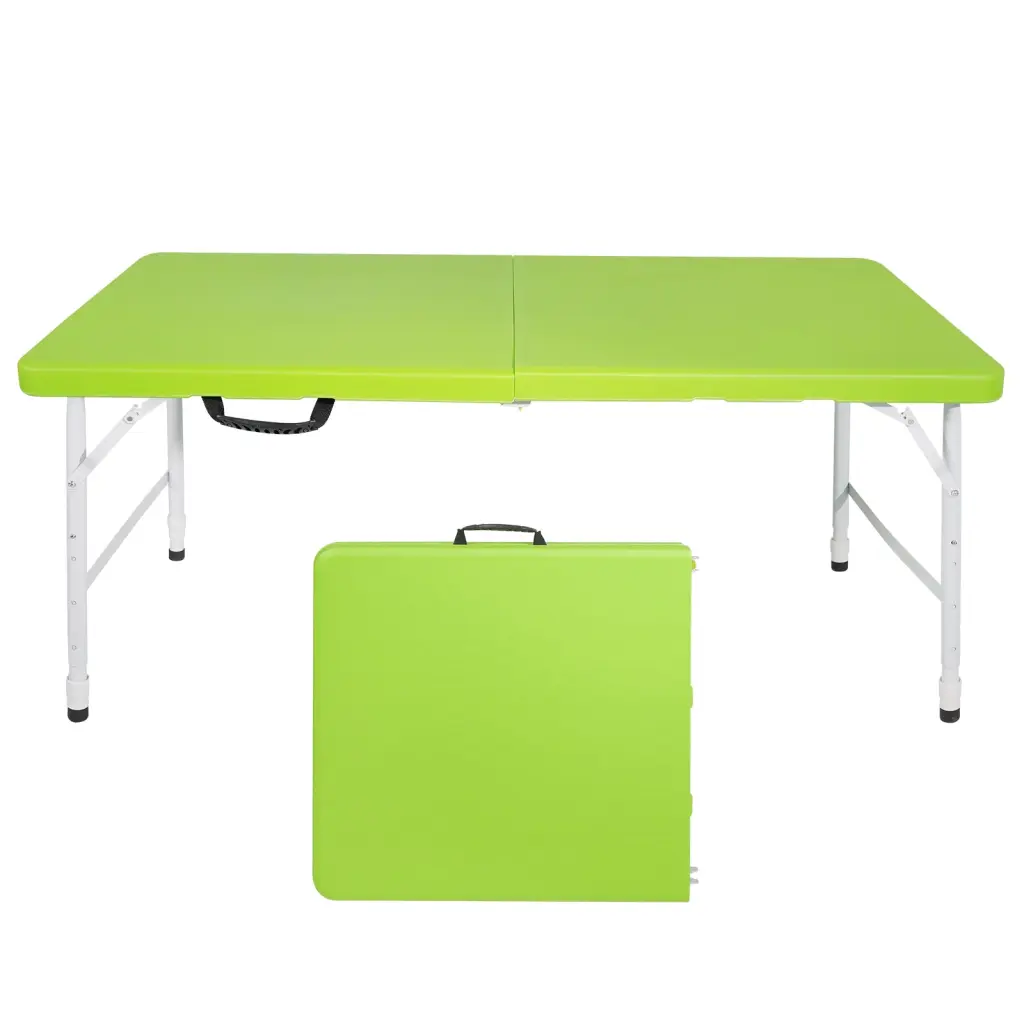 4Ft Green Travel-friendly Folding Table Indoor Outdoor Maximum Weight 135Kg mgsport