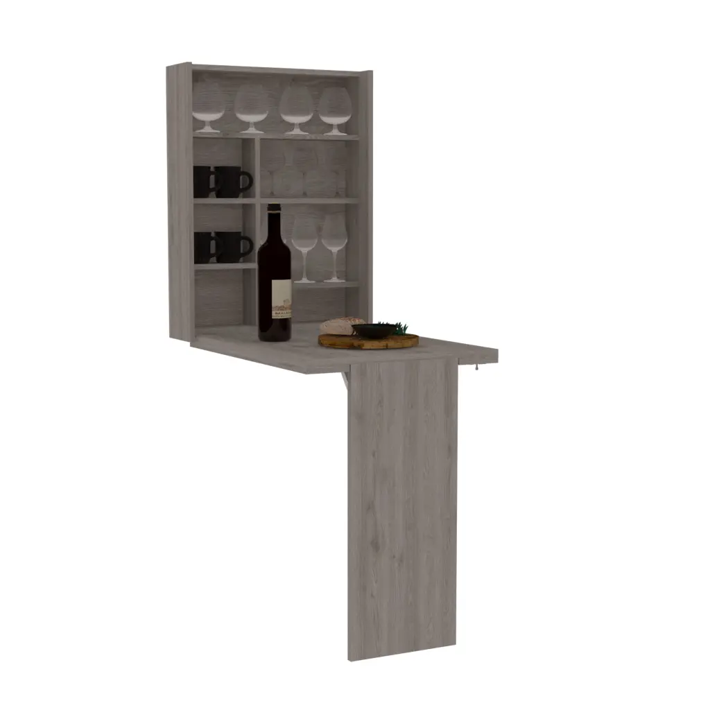 Collapsible Table Tacoma Seven Interior Shelves Light Gray Finish treevol furniture