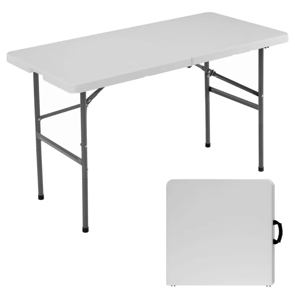 4Ft Folding Table Outdoor Indoor Heavy Duty Travel Friendly Table Carry Handle w2201