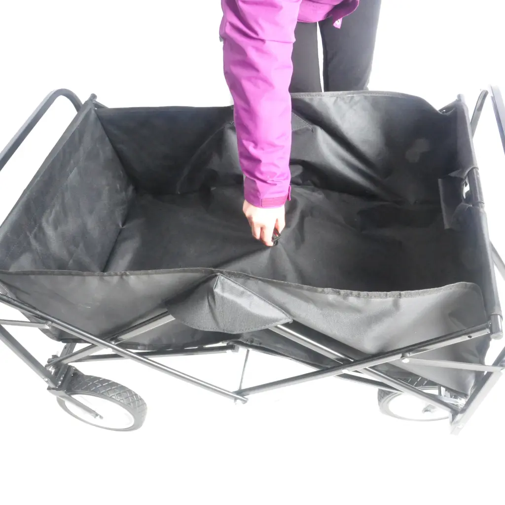 Folding Wagon Garden Shopping Beach Basket Black Alloy Metal Utility Cart qdxfl