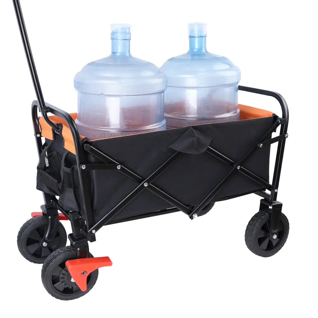 Mini Folding Wagon Garden Shopping Beach Shopping Basket Brake Orange Black Beige qdxfl