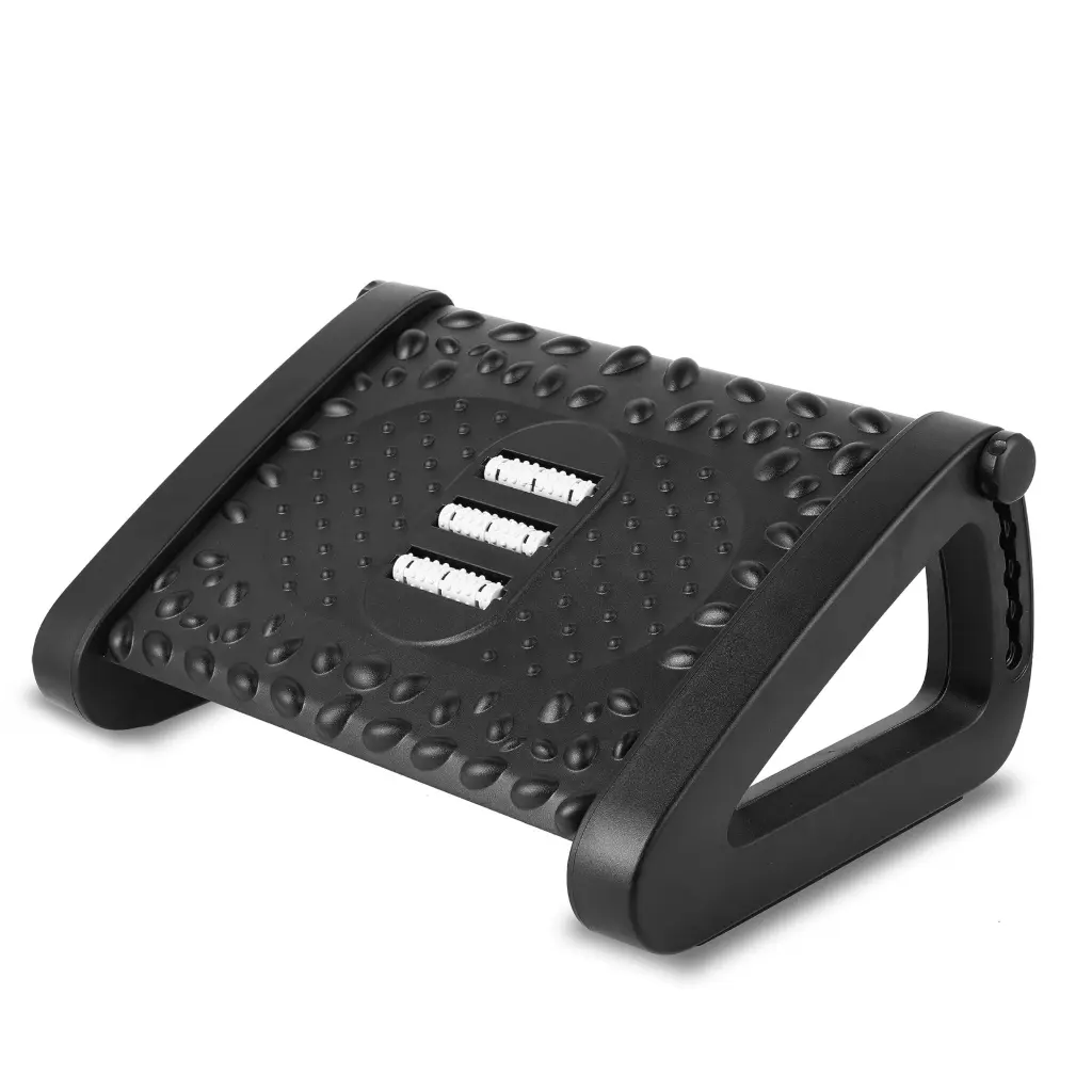 Under Desk Footrest Tilt Gaming Desk Foot Stool Black Customizable Height w1134dhs