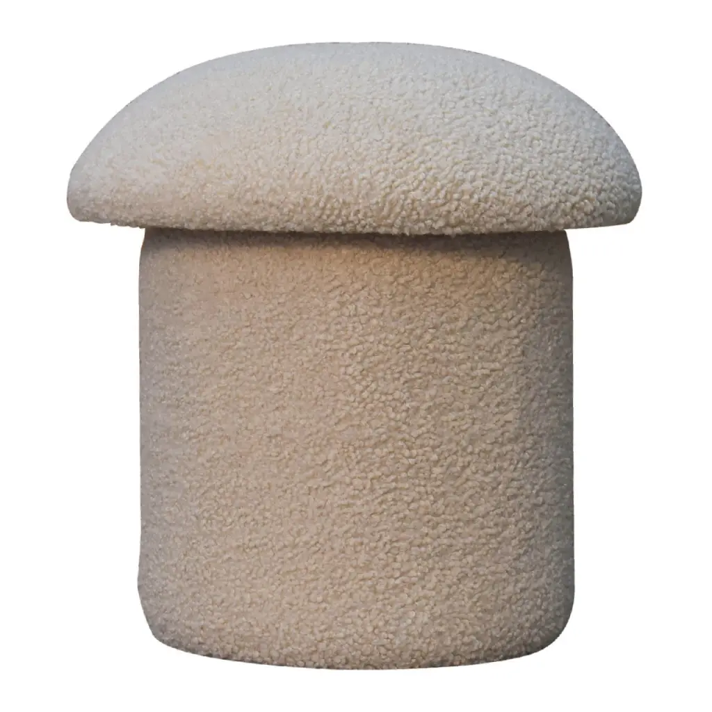 Cream Boucle Mushroom Footstool Cream Foam Timber Material artisan furniture