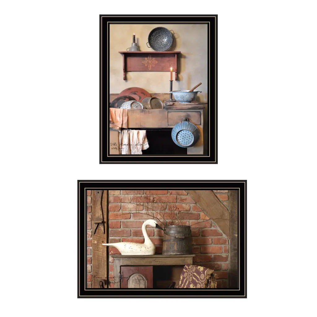 2 Piece Vignette Home Sweet Home Black Framed Wall Art Living Room Decor trendy decor 4u