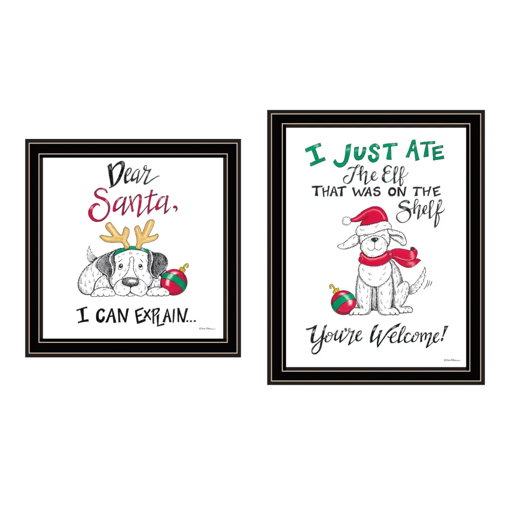 2 Piece Vignette Dear Santa I Can Explain Black Framed Wall Art Living Room trendy decor 4u