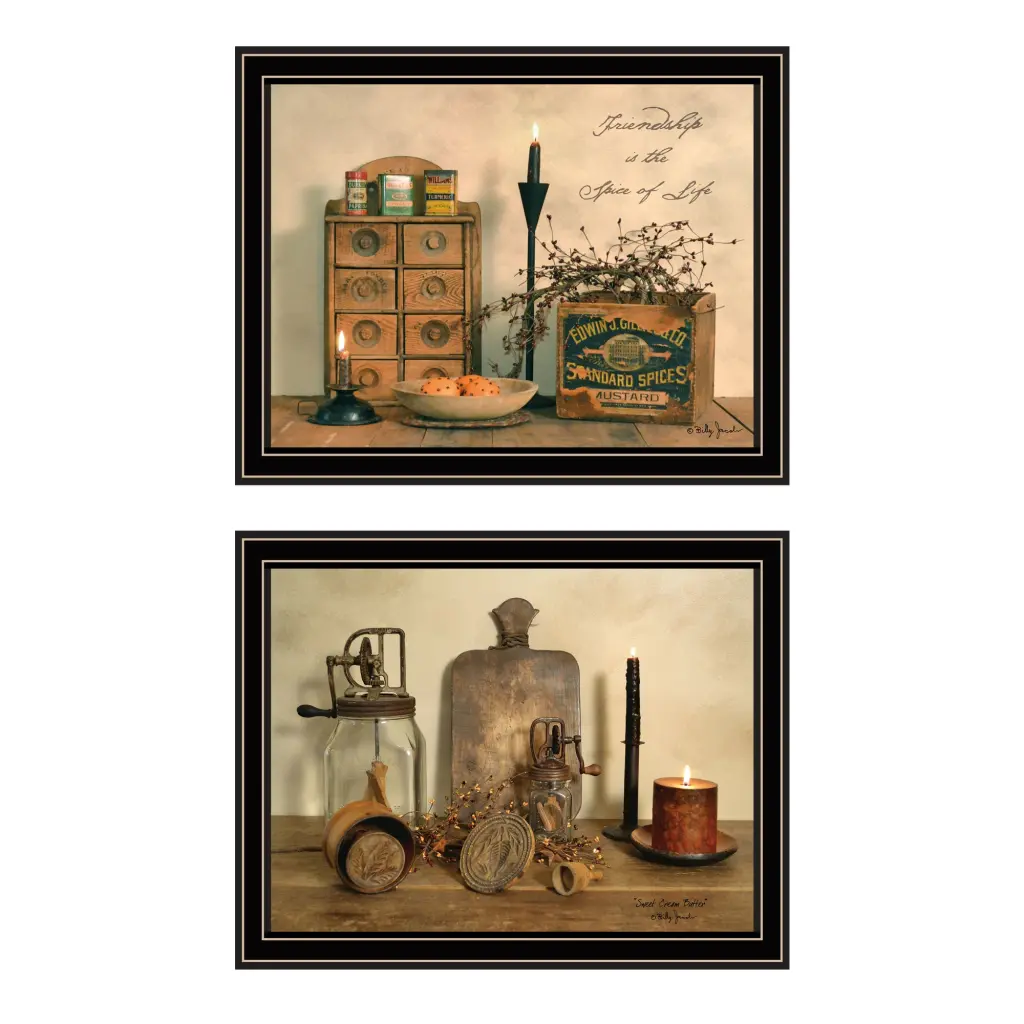 2 Piece Vignette Friend Is Spice Life Black Framed Wall Art Living Room trendy decor 4u