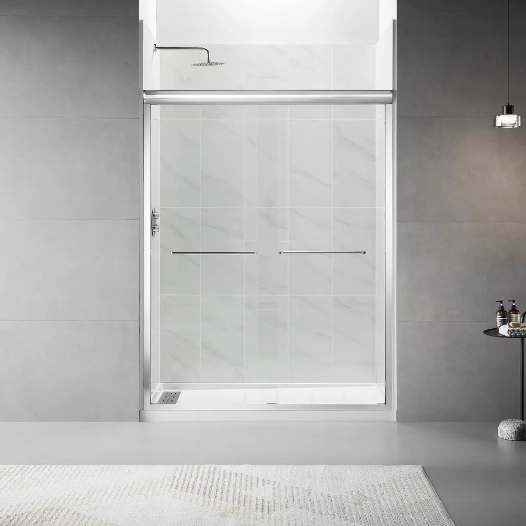 Framed Sliding Shower Door 56-60 Inch W x 75 Inch H Bypass Double Sliding Glass jfi