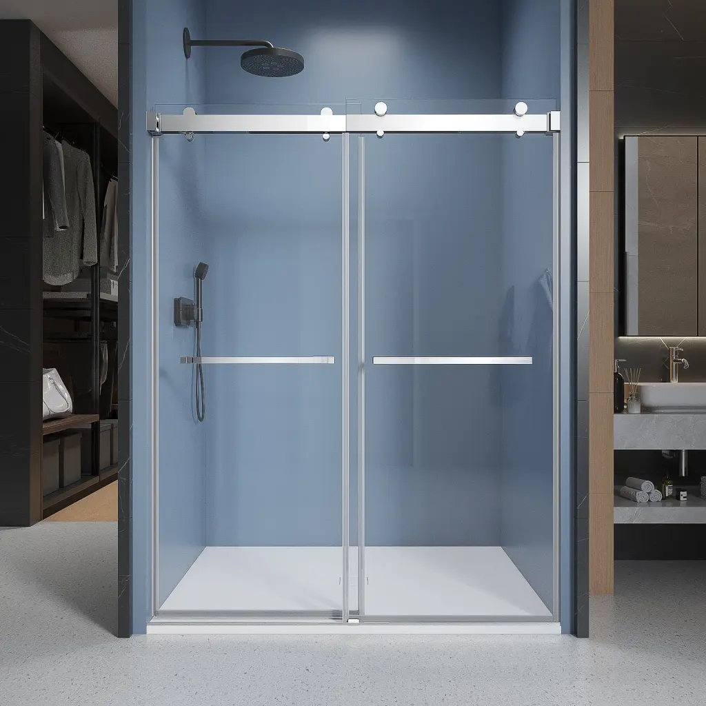 68-72 Inch W X 76 Inch H Soft Closing Double Sliding Frameless Shower Door innvonitiz showerdoor