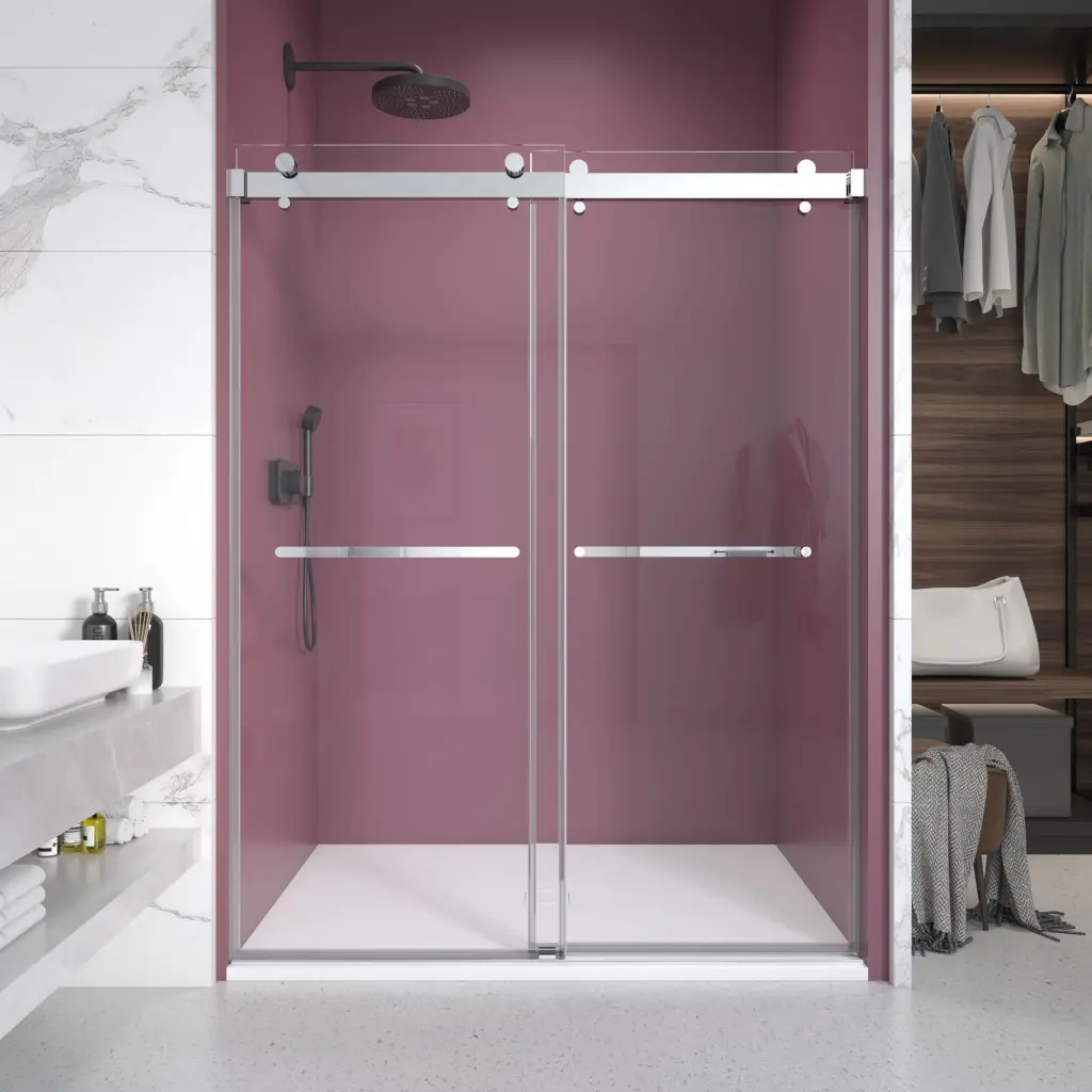 62 to 66 Inch Wide 76 Inch Tall Double Sliding Frameless Shower Door 3/8 Inch Glass innvonitiz showerdoor