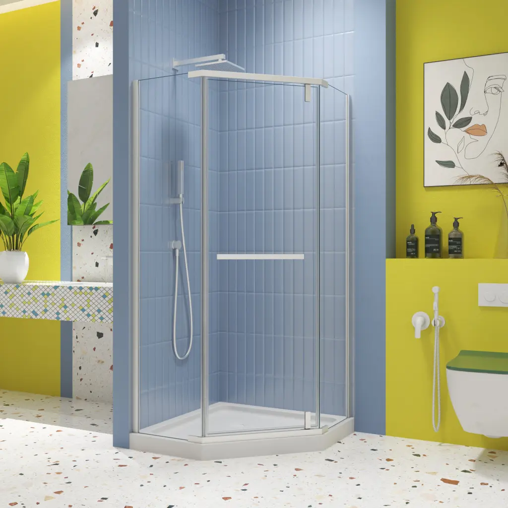 Pivot Shower Door 34.75 . X 72 . Frameless 1/4 Tempered Glass Bathroom Door pro shower