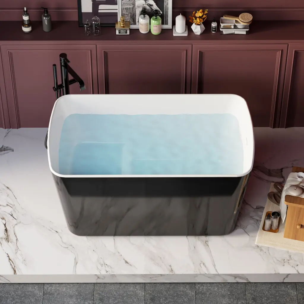 49'' X 28'' Acrylic Freestanding Soaking Bathtub, Square Influence Japanese Style bathin