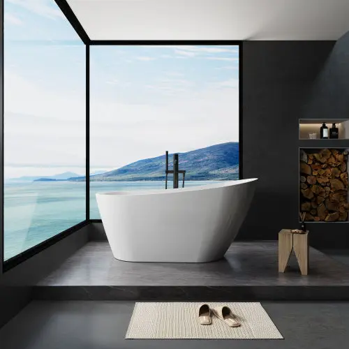 60 Inch Acrylic Freestanding Bathtub Anti Slip Bottom Contemporary Design bathin