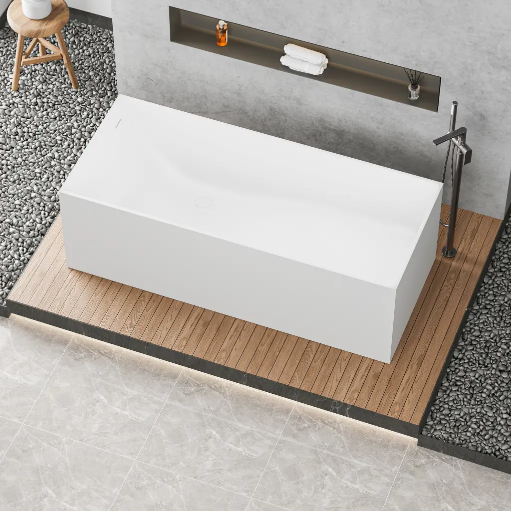 67 Inch Freestanding Solid Surface Bathtub Marble Resin Freestanding Bath bathin