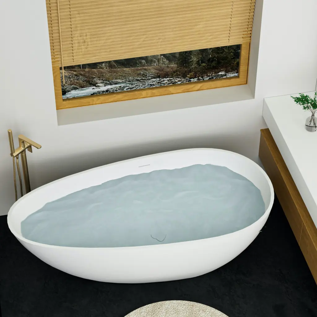 67 Inch Freestanding Solid Surface Bathtub Premium Engineered Marble Resin bathin