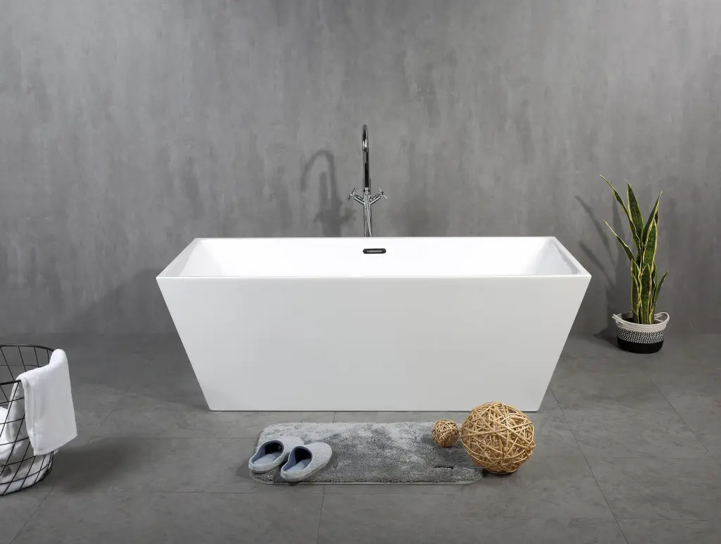 67 Inch Acrylic Rectangular Freestanding Bathtub Contemporary Soaking Tub bathininc