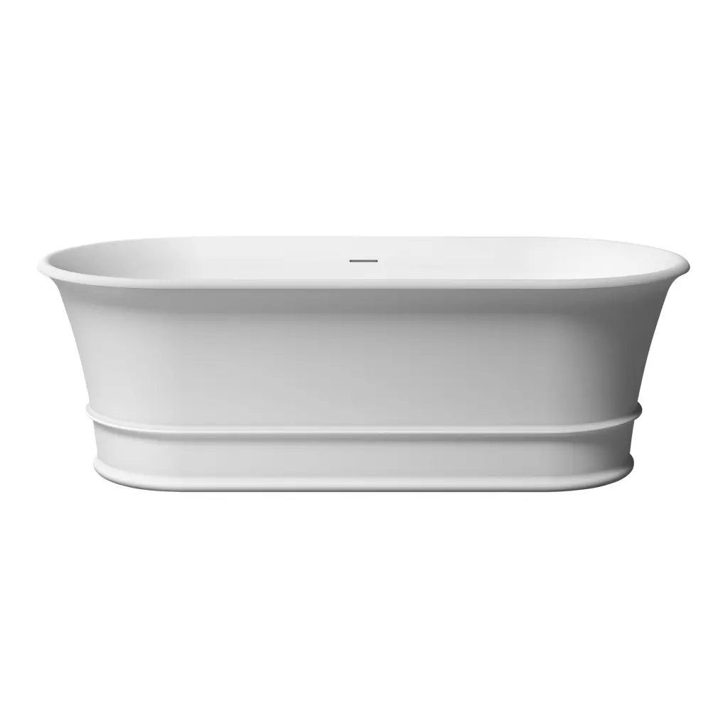 67 Inch Free Standing Artificial Marble Solid Surface Bathtub White Oval Bath Tub vovica