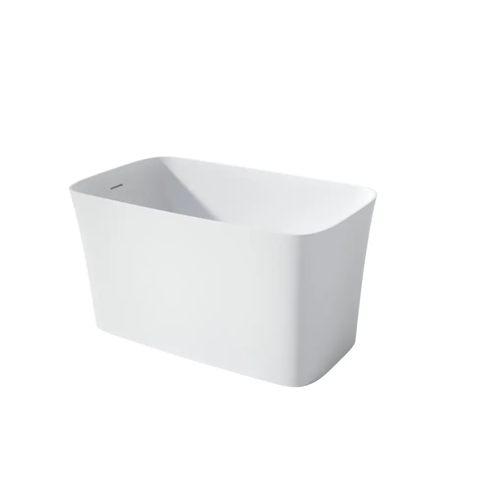 47 Inch Small Freestanding Solid Surface Stone Bathtub White Soaking Tub Bathroom vovica