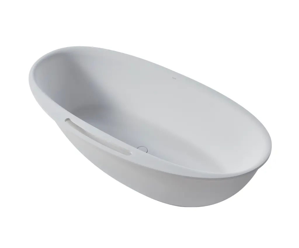 Solid Surface Freestanding Bathtub White Modern Acrylic Soaking Tub w1056 clovis