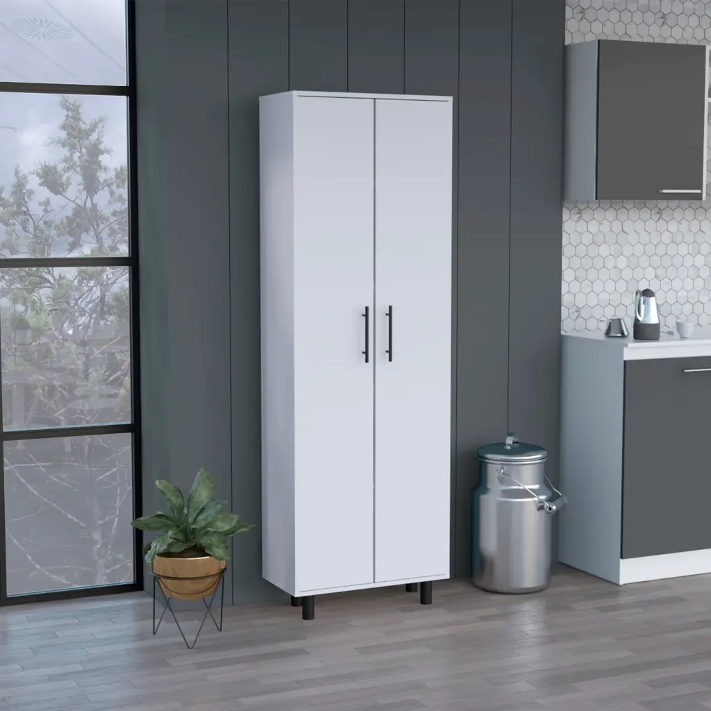 Multistorage Cabinet 71 Inch H Five Internal Shelves Two Doors White Finish rta mubles colombia