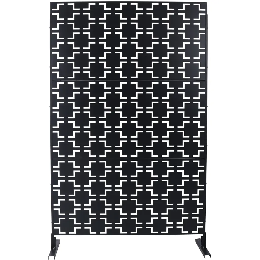 Outdoor Indoor Privacy Screen 76 Inch H 48 Inch W Metallic Freestanding Divider g-h