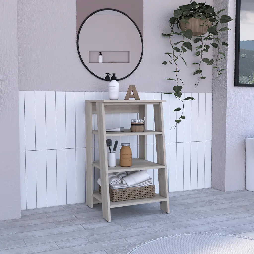 Vertical Light Gray 4 Shelf Bathroom Freestanding Cabinet 29.7H rta muebles colombia