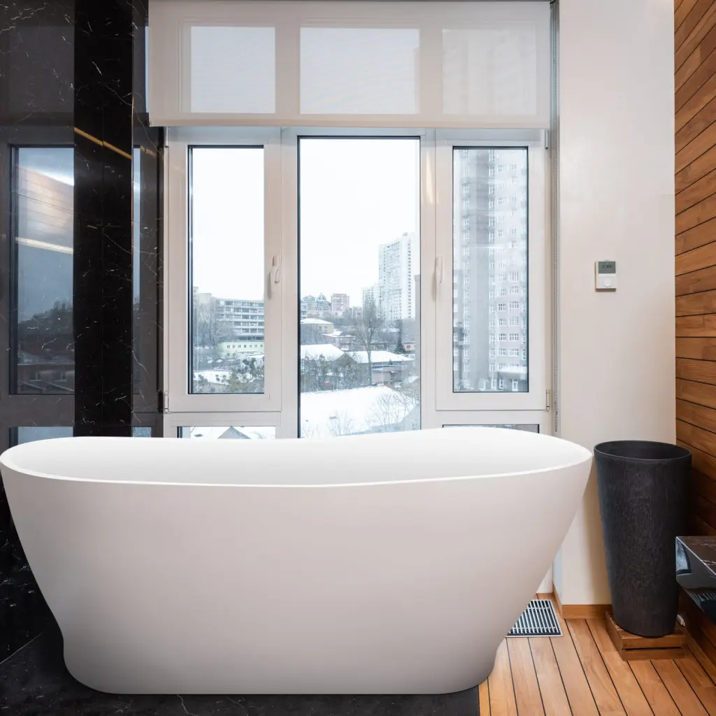 67 Inch Freestanding Acrylic Bathtub Contemporary Soaking Tub White create