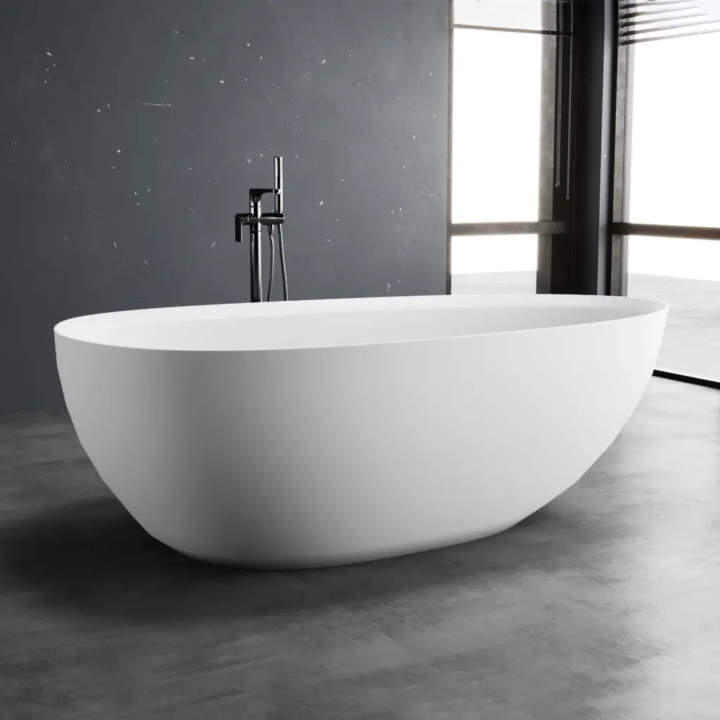 1800mm Solid Surface Marble Soaking Tub Freestanding Bathtub Bathroom vovica