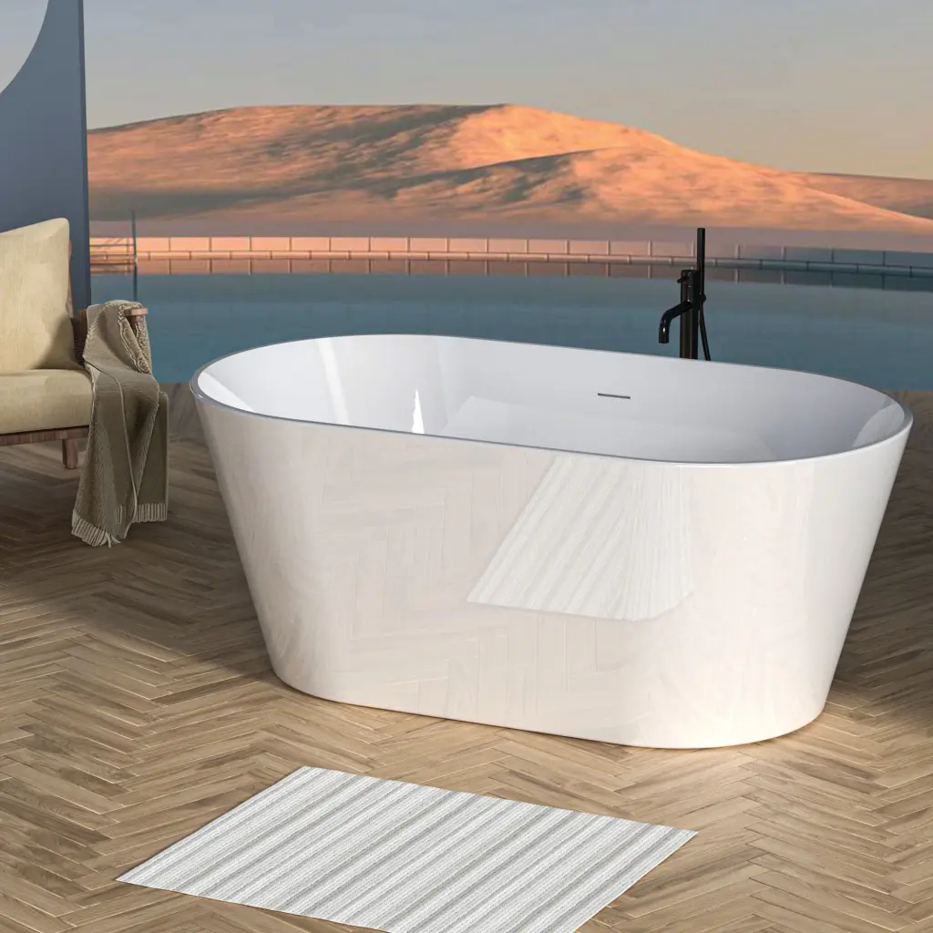 54 Inch Acrylic Freestanding Soaking Bathtub White Bathroom Relaxation w1056 clovis