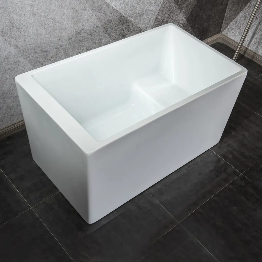 Freestanding Acrylic Flatbottom Soaking Tub Bathtub White Modern Bathroom Fixture w1533