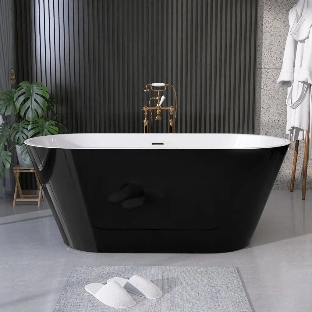 55 Inch Acrylic Freestanding Soaking Bathtub White w988