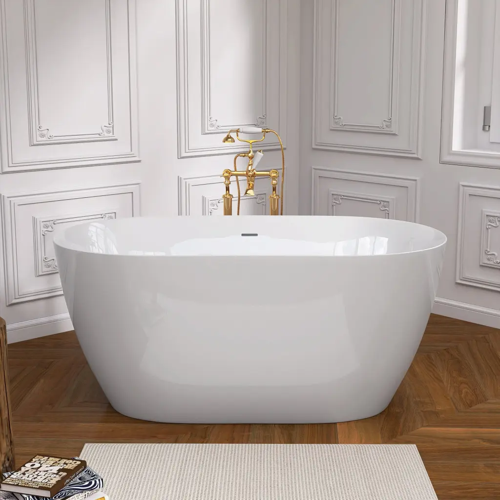 51 Inch White Acrylic Freestanding Soaking Bathtub Contemporary Design w988