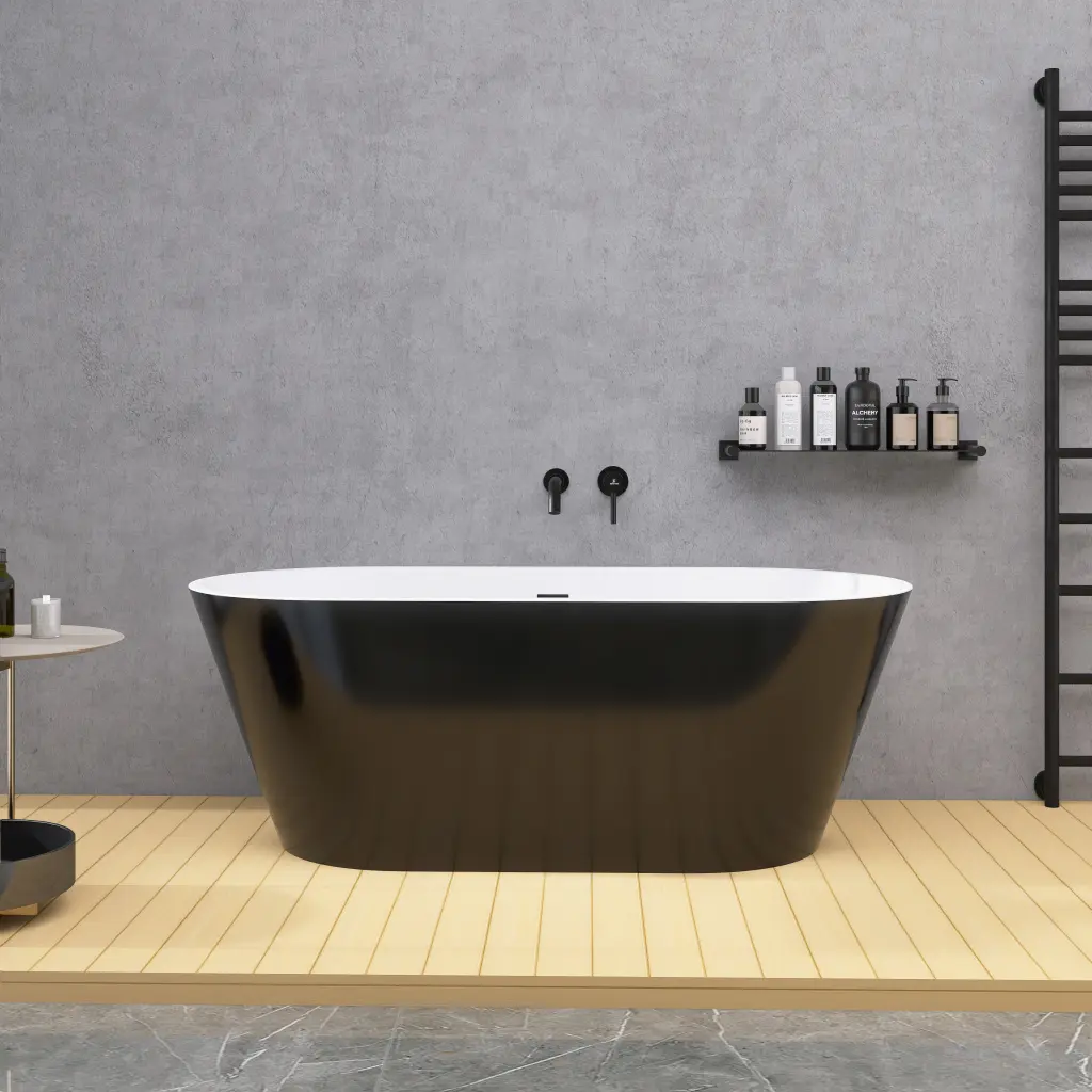 55 Inch Acrylic Free Standing Tub Classic Oval Shape Soaking Tub Adjustable w995 bestgo
