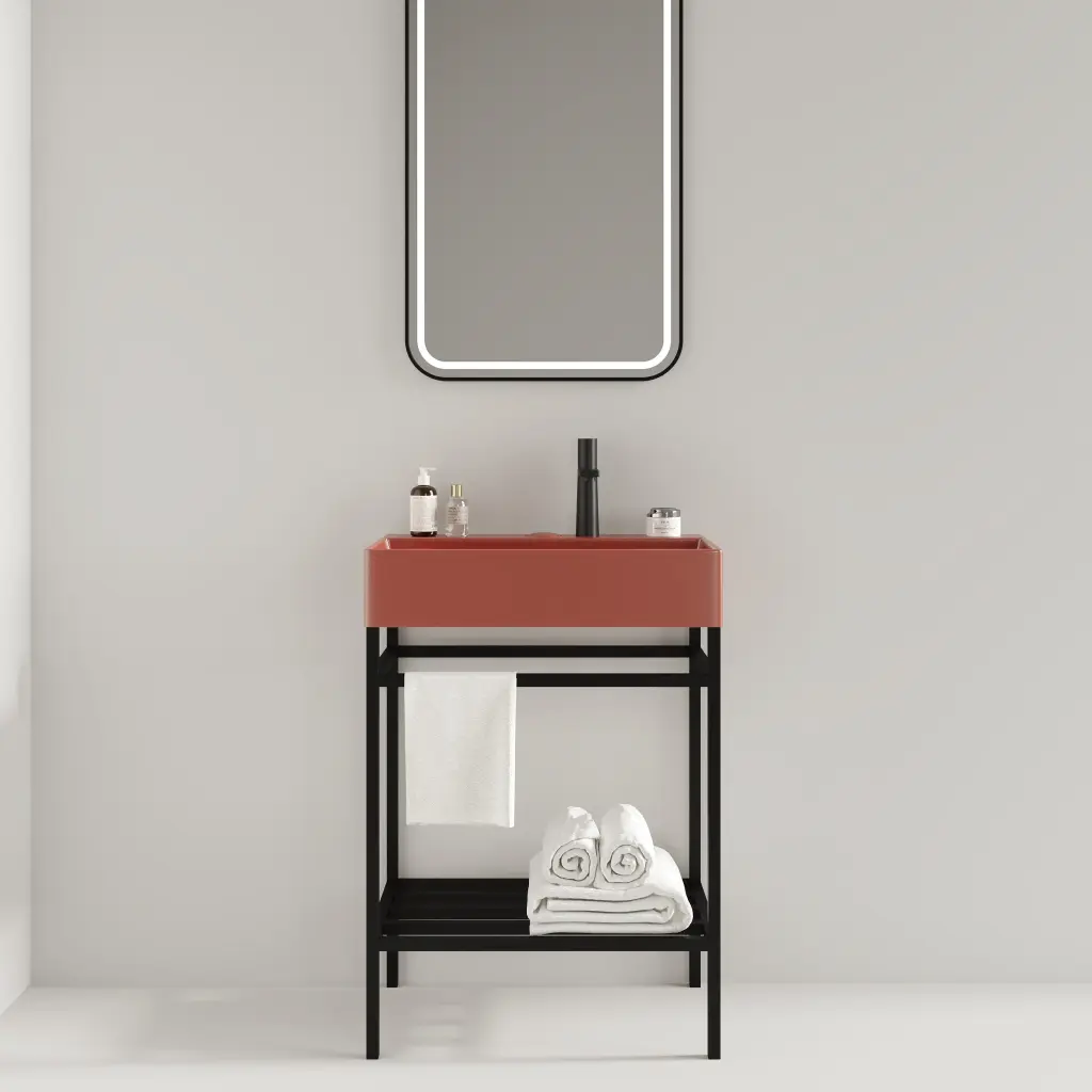 24 Inch Lofi Bathroom Vanity Ceramic Basin Freestanding Cabinet anicco lab