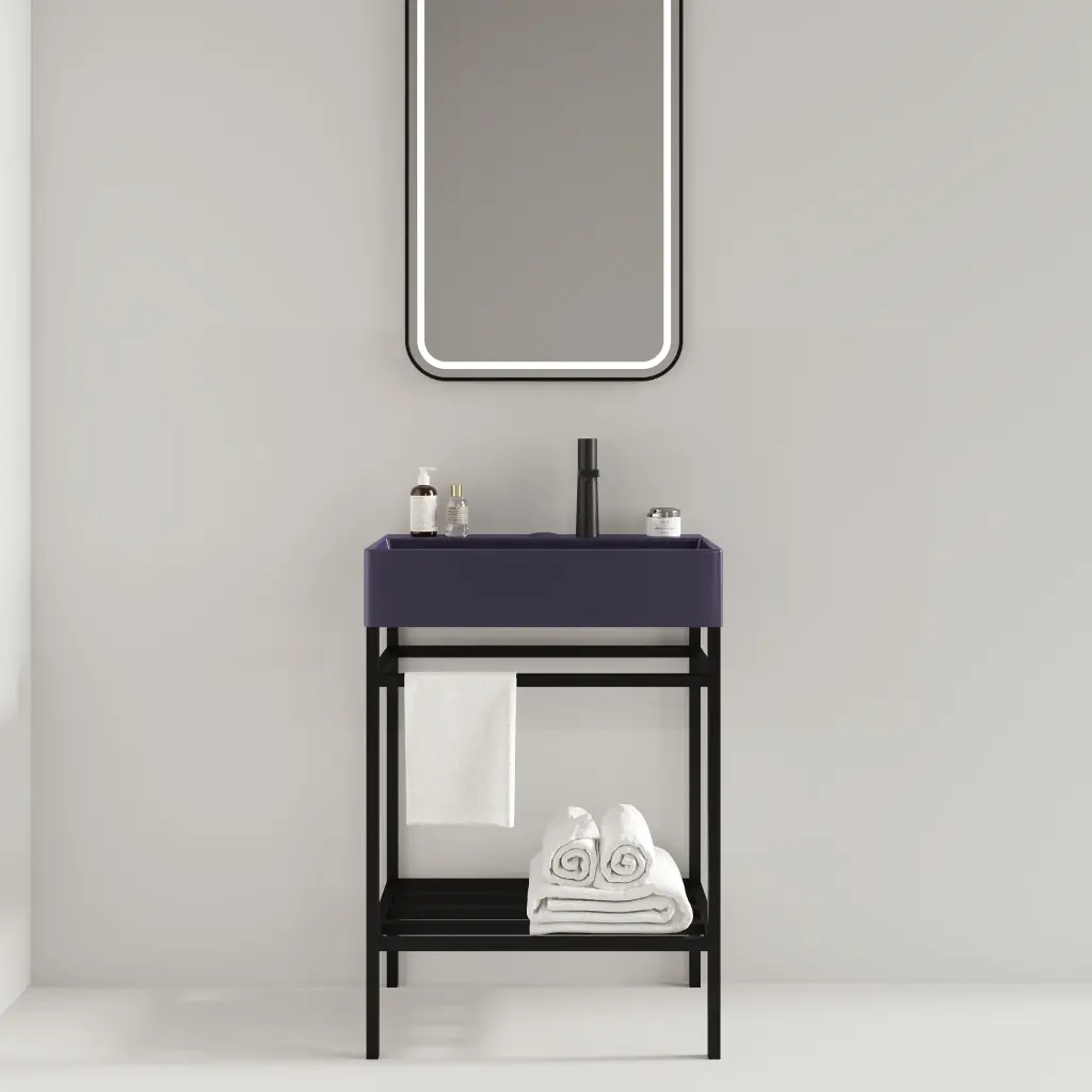 24 Inch Lofi Bathroom Vanity Ceramic Basin Freestanding Cabinet anicco lab