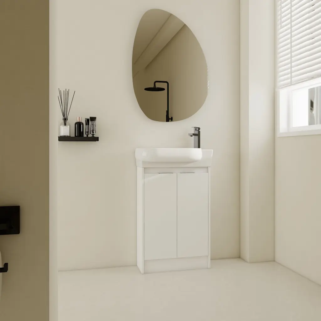 23" Freestanding Bathroom Vanity Sink Soft Close Doors Glossy White Finish g-lemon