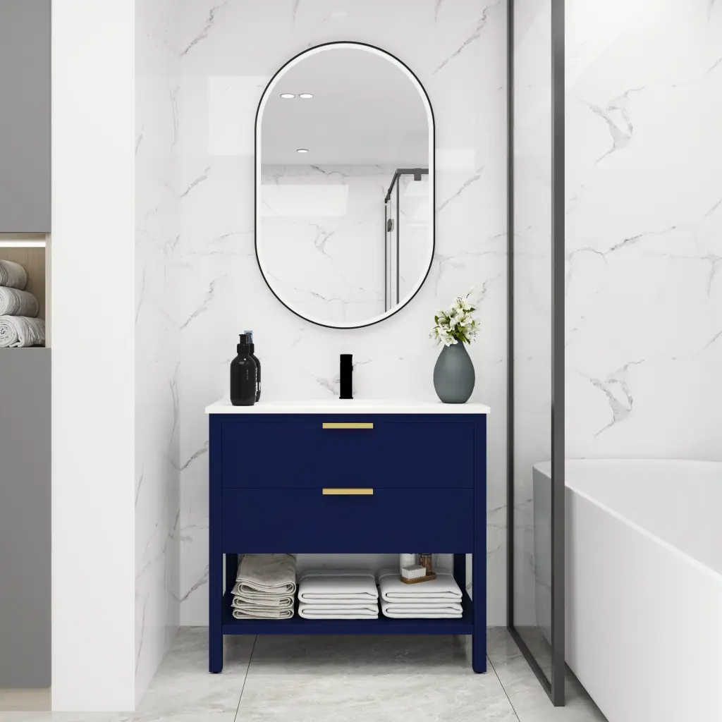 36 Inch Freestanding Bathroom Vanity Plywood 2 Drawers and 2 Nails g-lemon