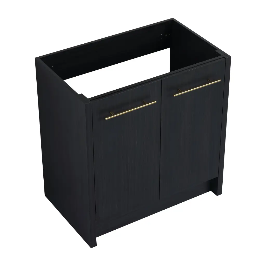 30 Inch Freestanding Bathroom Vanity Without Top Sink Black Modern Storage Cabinet g-lemon