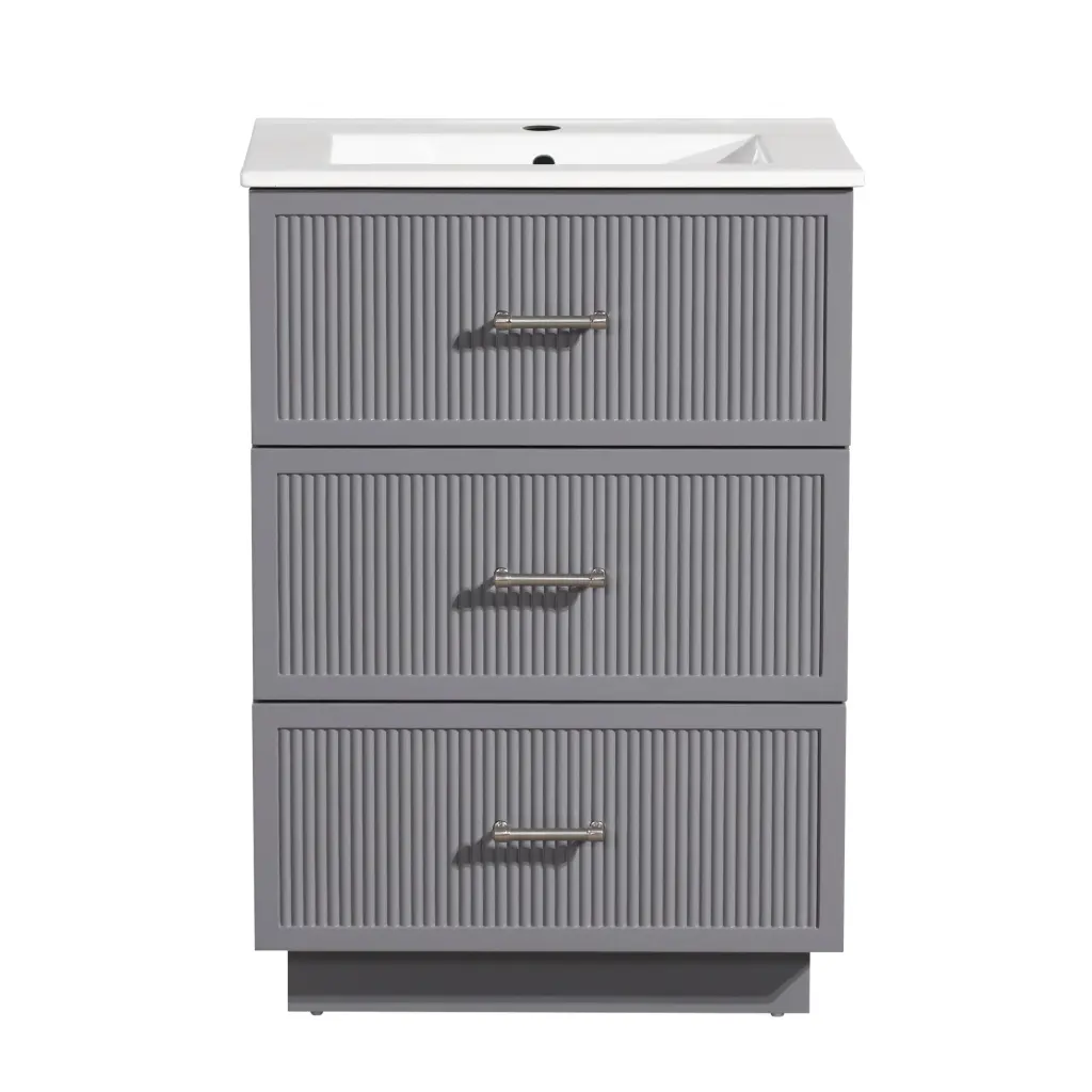 24 Inch Bathroom Vanity Ceramic Sink Set Modern Freestanding Storage like it